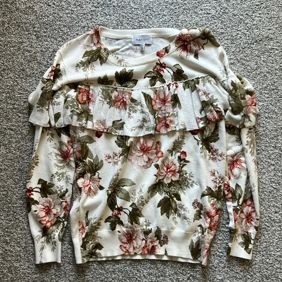 Anthropologie Harlyn Ruffled Floral long
Sleeve Sweater - Picture 2 of 7